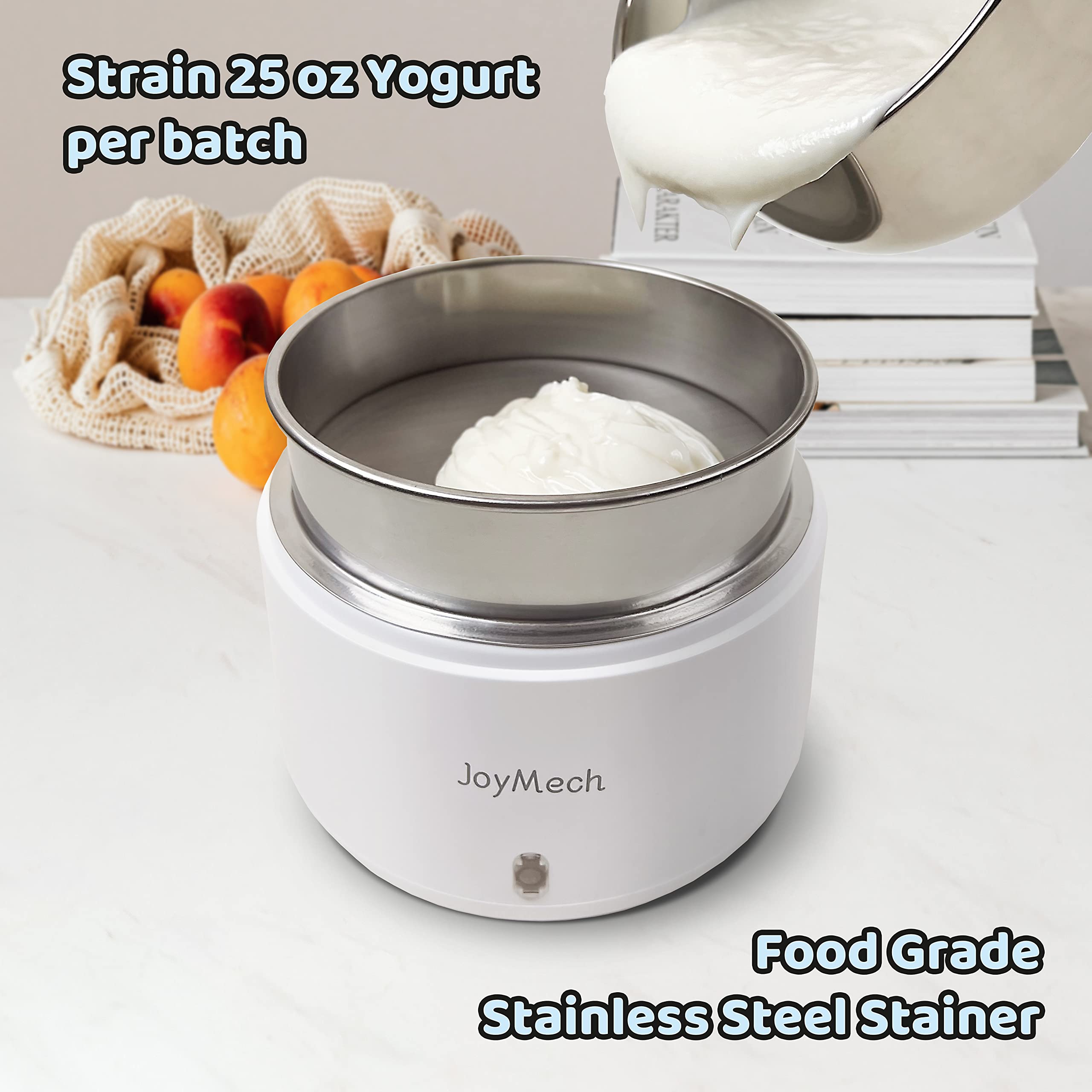 JoyMech Compact Yogurt Maker with Strainer, Greek Yogurt Maker Machine with Constant Temperature Control, Stainless Steel Container, 1 Quart Container, Ideal for Homemade Yogurt, Natto and Kefir