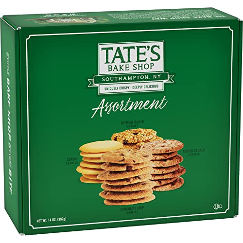 Tate's Bake Shop Cookies Gift Box, Chocolate Chip, Oatmeal Raisin, Butter Crunch and Lemon Cookies, 14 oz