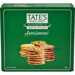 tate's bake shop cookies gift box, chocolate chip, oatmeal raisin, butter crunch and lemon cookies, 14 oz