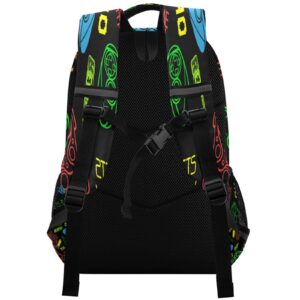 Eionryn Let's Play Video Game Backpack Laptop Backpacks Book Bags Water Resistant Daypack Durable College Shoulder Bag Sports Travel Day Pack