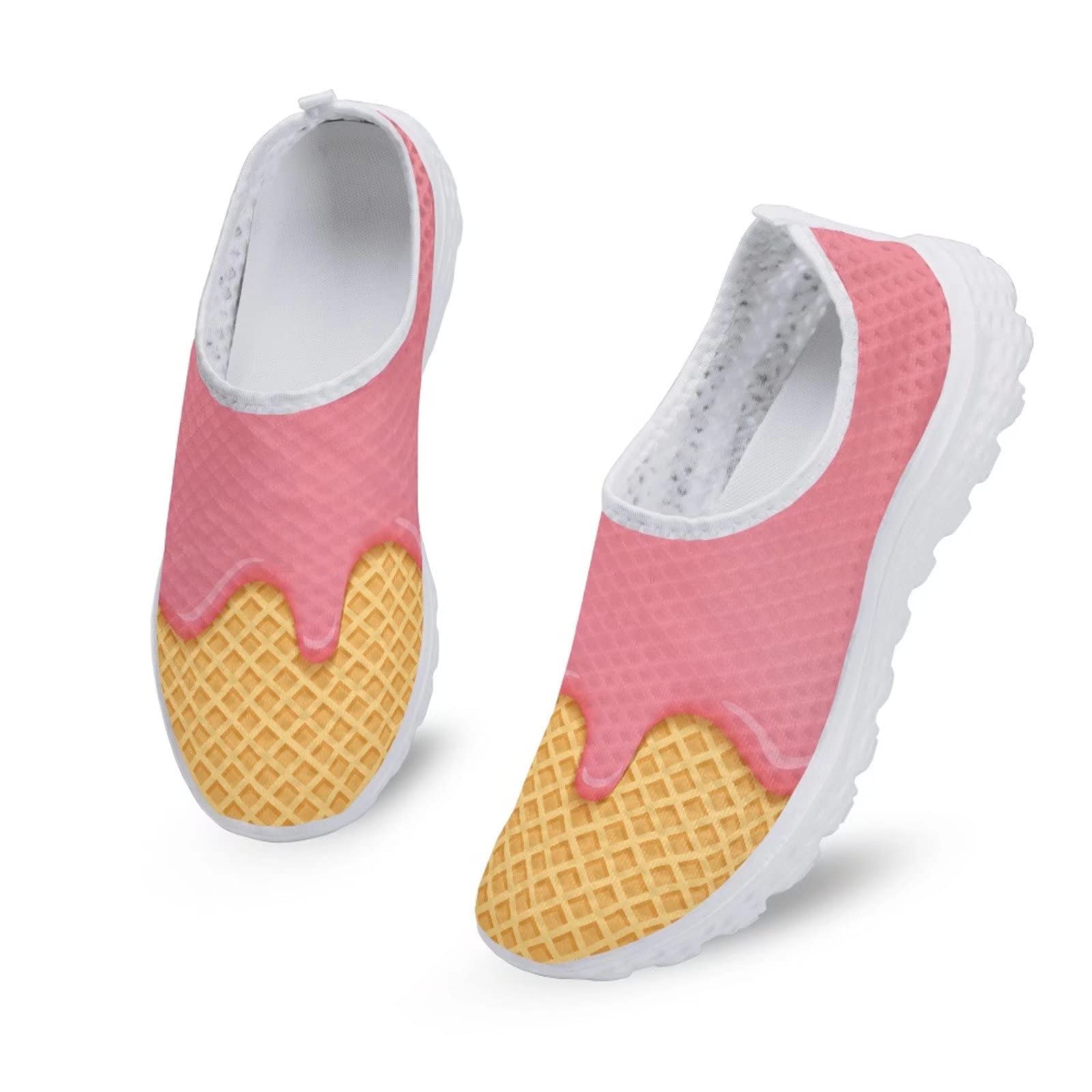 Veniyate Women Gym Sports Athletic Watr Shoes Quick Dry Beach Melting Ice Cream Pattern Aqua Slip on Flats for Outdoor Sandals Footwear