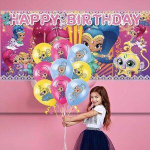 Shimmer and Shine Party Supplies Paltes Cake Toppers Balloons For Boys Girl Banner Backdrop Birthday Set Decor