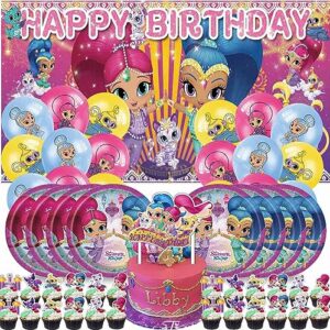 shimmer and shine party supplies paltes cake toppers balloons for boys girl banner backdrop birthday set decor