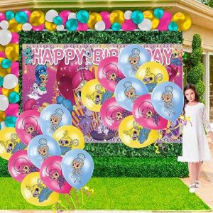 Shimmer and Shine Party Supplies Paltes Cake Toppers Balloons For Boys Girl Banner Backdrop Birthday Set Decor