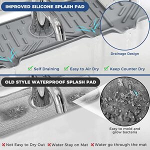 2 Pcs Silicone Faucet Handle Drip Catcher Tray Mat, 2 in 1 Dish Soap Sponge Holder for Kitchen Sink & Sink Splash Guard, Silicone Faucet Mat Drying Mat for Kitchen Sink Accessories, Counter, Bathroom