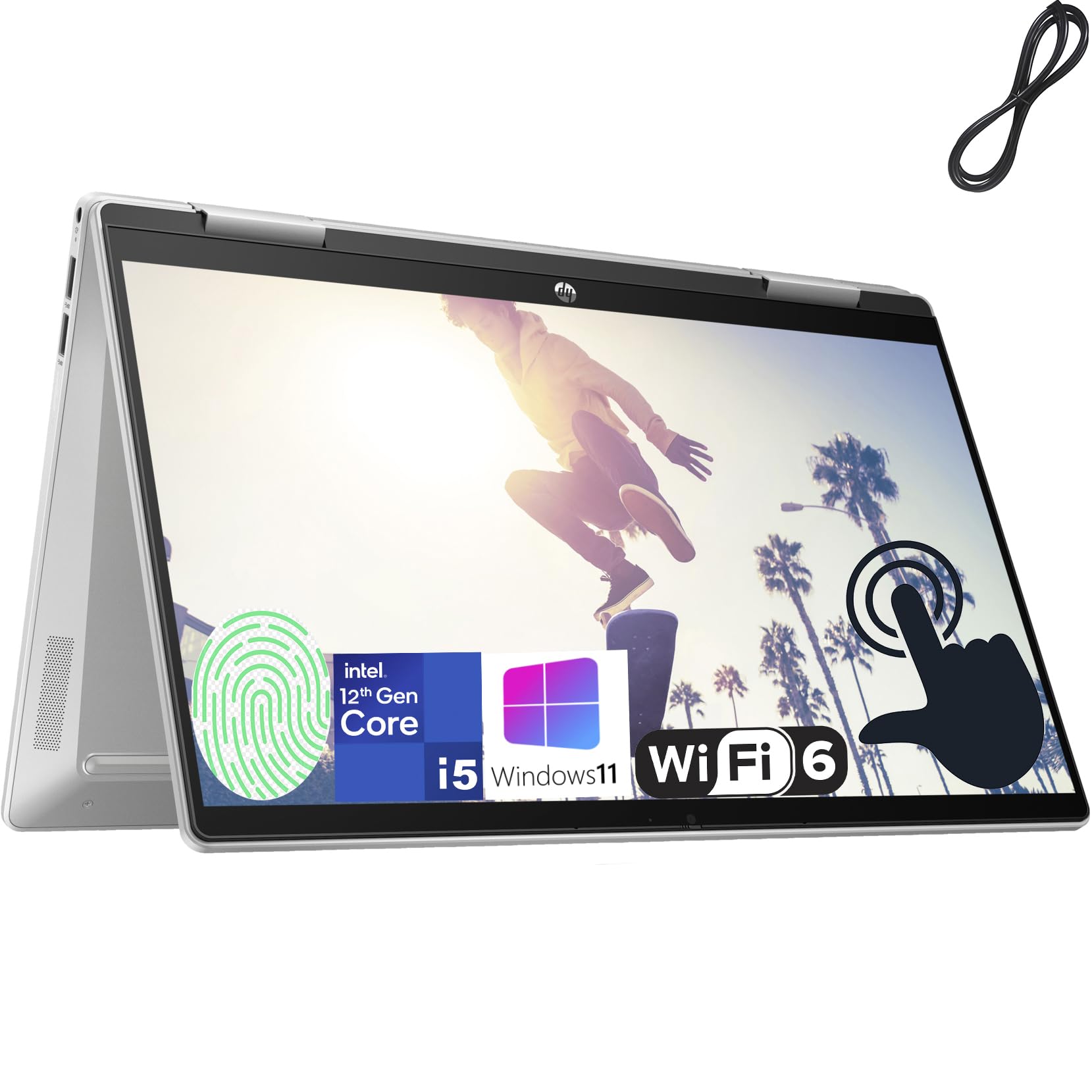 HP Pavilion x360 2-in-1 14" Touchscreen FHD Laptop Computer, 12th Gen Intel 10-Core i5-1235U (Beat i7-1195G7), 32GB DDR4 RAM, 2TB PCIe SSD, WiFi 6, Bluetooth, Fingerprint Reader, Windows 11, SSROTH