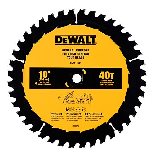 DEWALT Table Saw Blade, 10", 40 Tooth, with Fine Finish, Ultra Sharp Carbide (DWA11040)