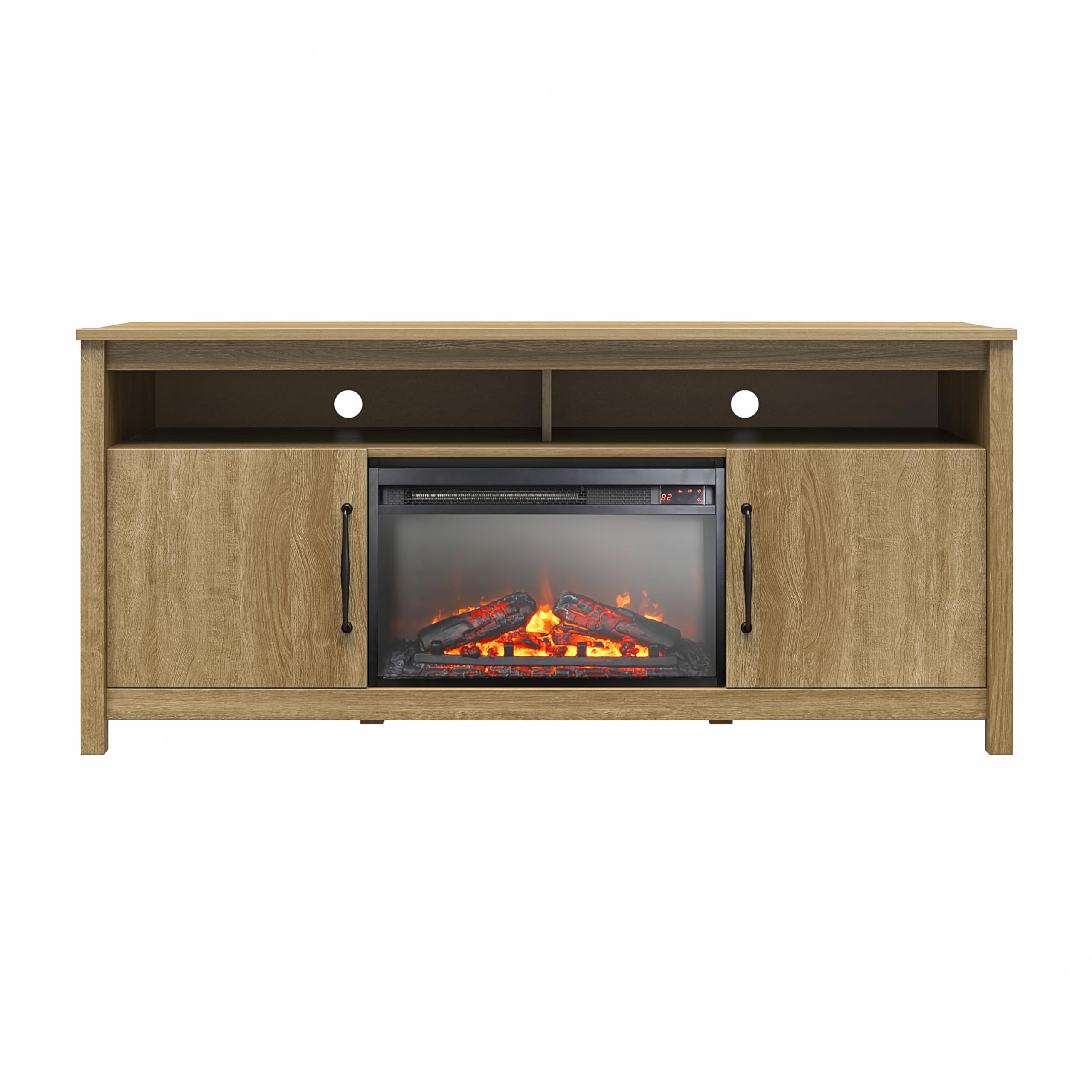 Ameriwood Home Augusta Electric Fireplace Console for TVs up to 65”, Natural