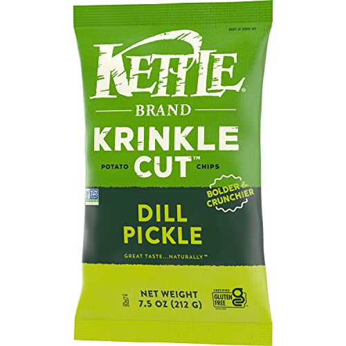 Kettle Brand Potato Chips Krinkle Cut Dill Pickle, 7.5 Oz