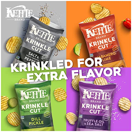 Kettle Brand Potato Chips Krinkle Cut Dill Pickle, 7.5 Oz