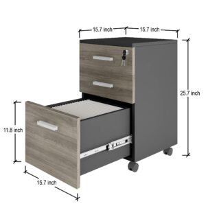 Lazio File Cabinet with Lock - Filing Cabinet for Home and Office - 3 Drawer Small Rolling File Cabinet -Wood Printer Stand with Storage for A4 Size/Legal Documents, File Folders (SLATE GRAY/Black)