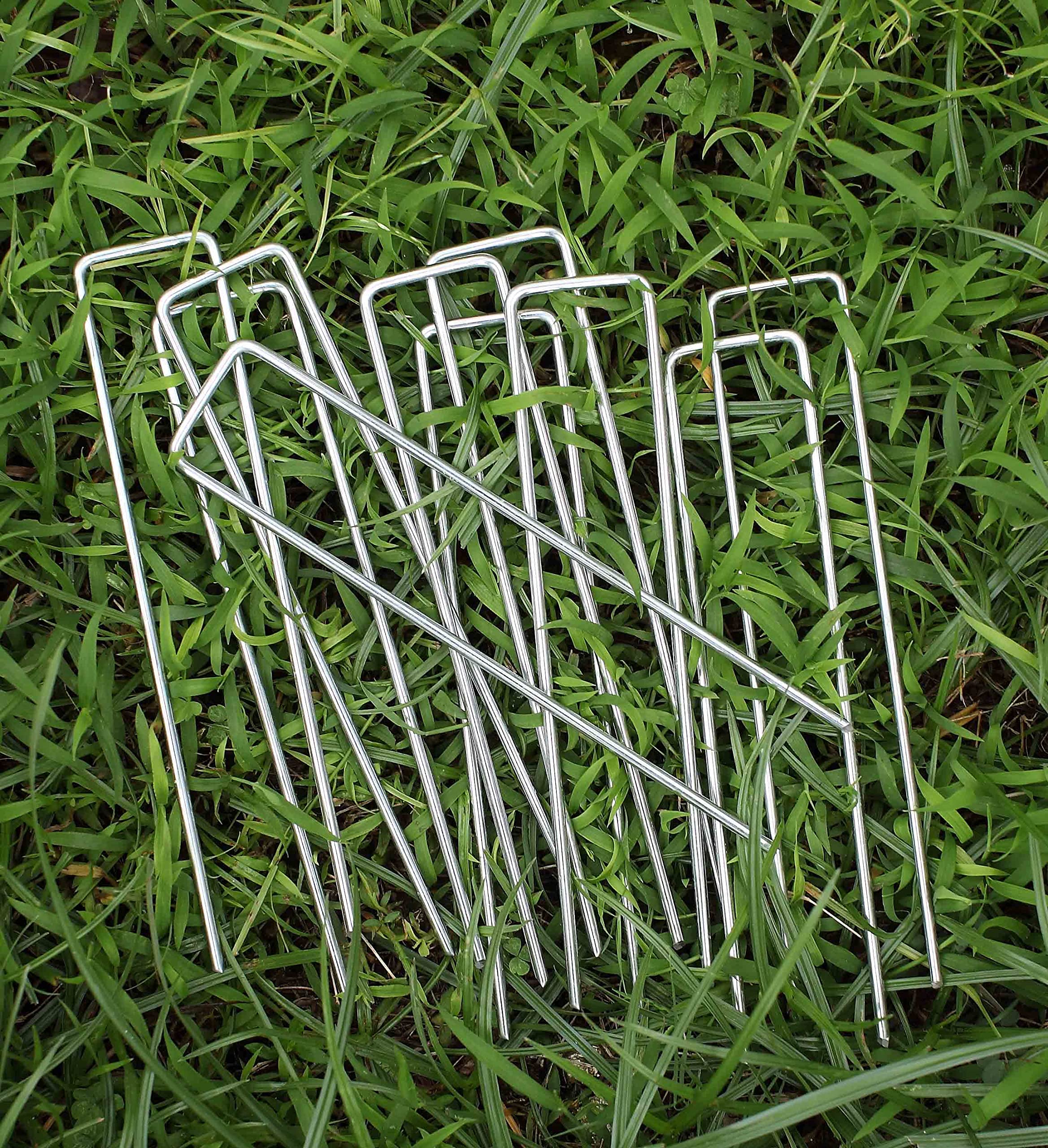 6 Inches Heavy Duty Galvanized Steel Garden Stakes Staples Securing Pegs for Securing Weed Fabric Landscape Fabric Netting Ground Sheets and Fleece, Christmas Decoration, Accessories (10, Silver)