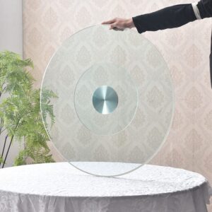 KTOL Tempered Glass Lazy Susan Turntable,Round Tabletop Rotating Tray Display Plate Aluminum Alloy Bearing Table Dish Revolving Stand for Dining Table-A Diameter:100cm (dbxue-001)