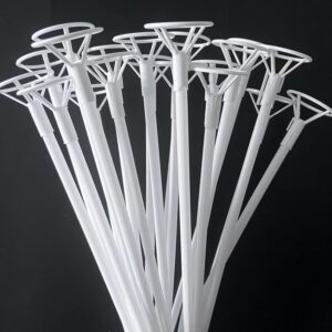 balloon sticks, 35 pack 16inch long big white balloon sticks holder with cups for large or small balloons 8 inch to 20 inch
