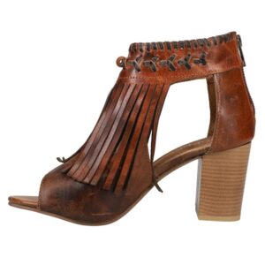 roper ladies betina leather fringe sandal 10.5 tan