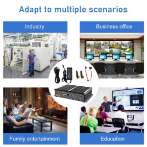 Kinupute Fanless Mini PC, Industrial Desktop Computer i7-8550U Windows 10 Pro, 16GB DDR4, 256GB SSD, 2xCOM, 4xUSB 3.0, HDMI/VGA Port, 4K, Gigabit Ethernet, 2.4G+5G WiFi for Industry Business Home