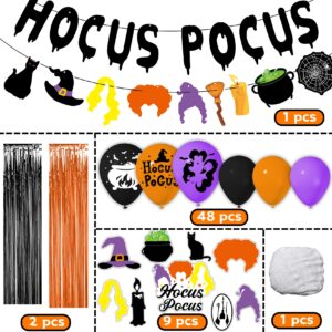 Hocus Pocus Party Decorations 52PCS Hocus Pocus Party Decor with Hocus Pocus Banner Cupcake Toppers Halloween Hocus Pocus Decorations for Home Halloween Party Decorations