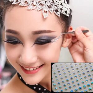 Eye Body Face Gems Jewels Rhinestone Stickers Acrylic Self Adhesive Crystal White AB Makeup Diamonds Face Tattoo Stick Gems for Women Festival Accessory DIY Crafts and Nail Art Decorations 3 Sheets