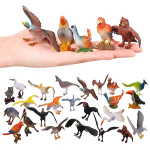 homnive birds figurines, 23pcs realistic eagle parrot robin owl toy bird, fairy garden accessories, learning educational toys for dollhouse birthday cake topper gift for kids toddler