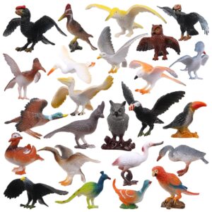 HOMNIVE Birds Figurines, 23pcs Realistic Eagle Parrot Robin Owl Toy Bird, Fairy Garden Accessories, Learning Educational Toys for Dollhouse Birthday Cake Topper Gift for Kids Toddler