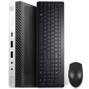 hp elitedesk 800 g3 mini desktop computer intel i7-6700t up to 3.60ghz 32gb new 512gb nvme ssd built-in ax200 wi-fi 6 bt dual monitor support wireless keyboard and mouse win10 pro (renewed)