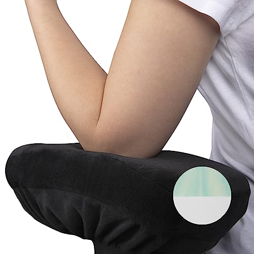 PurEase Premium Chair Arm Pads for Office or Gaming Chairs | US-Made CertaPUR Futura Gel Infused Memory Foam | Ergonomic Designed Cushions for Elbow and Forearm Pressure Relief - 2 Pack (Black)