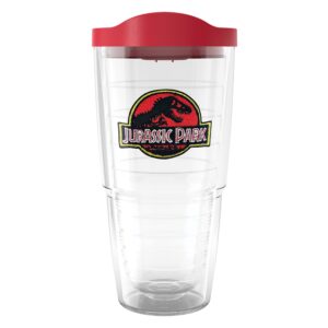 tervis universal jurassic logo made in usa double walled insulated tumbler cup keeps drinks cold & hot, 24oz, classic