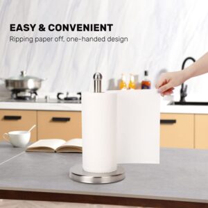 Paper Towel Holder Countertop with Heavy Base, Standing Paper Towel Roll Holder for Kitchen Bathroom, Paper Towel Holder Stand with Weighted Base for One-Handed Operation