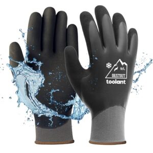 oristout waterproof winter work gloves for men and women, touchscreen, freezer gloves for working in freezer, thermal insulated fishing gloves, super grip, grey, large