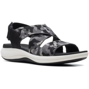 Clarks Women's Cloudsteppers Mira Lily Sandals, Black Camo, 8 W
