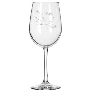 mip brand 16 oz tall stemmed wine glass for red or white wine star zodiac horoscope constellation (virgo)