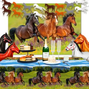 8 pcs horse birthday party decorations supplies include horse garland paper banners horse plastic tablecloths horse racing decoration backdrop cowboy cowgirl horse balloon