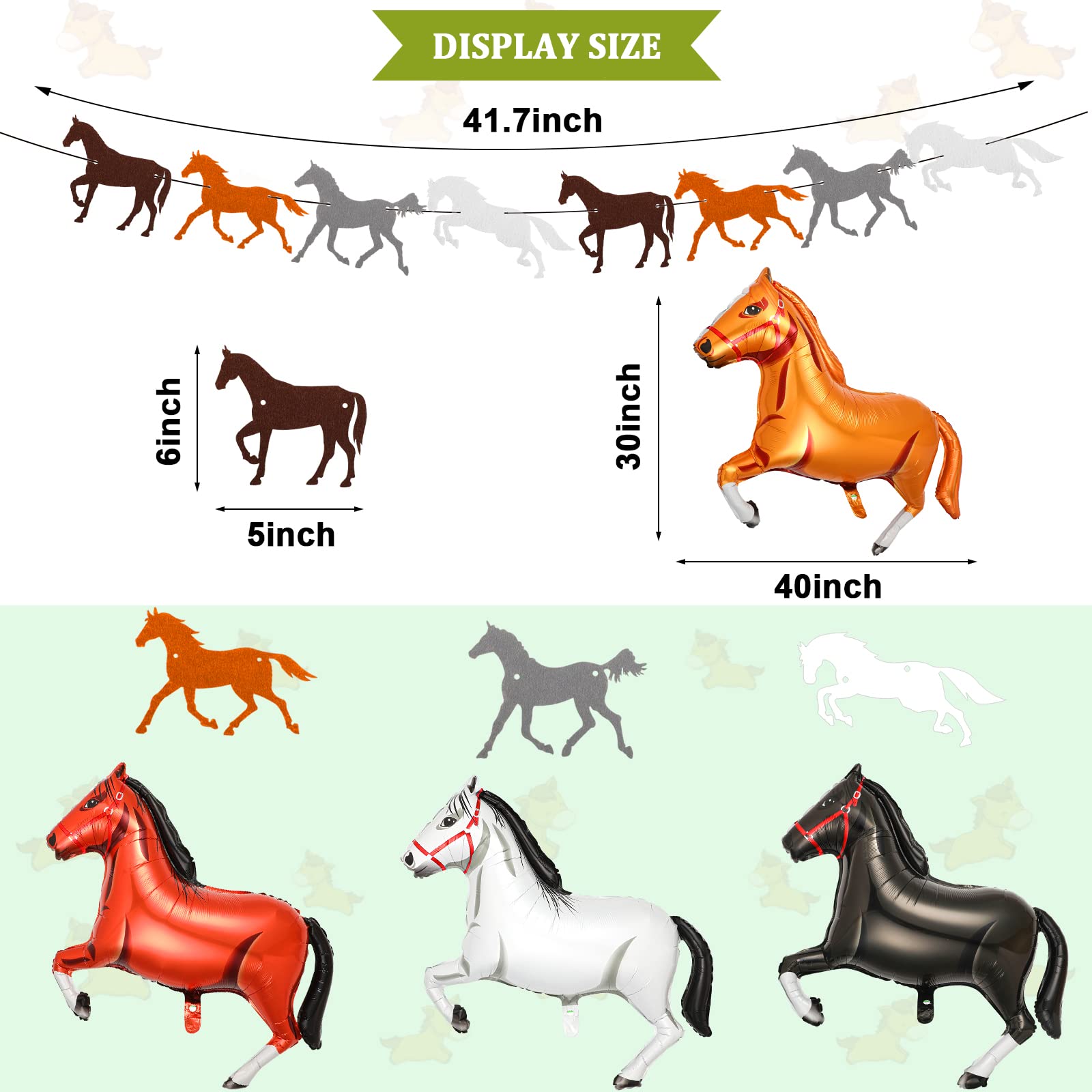 8 Pcs Horse Birthday Party Decorations Supplies Include Horse Garland Paper Banners Horse Plastic Tablecloths Horse Racing Decoration Backdrop Cowboy Cowgirl Horse Balloon