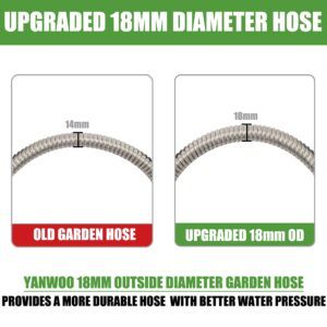 Yanwoo 304 Stainless Steel 4ft Garden Hose with Female to Female Brass Connector, 18mm Outer Diameter Flexible & Lightweight Heavy Duty Short Water Hose for Outdoor (4 Feet)