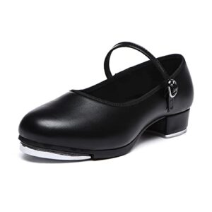 danzcue women's mary jane tap shoe, ladies tap shoes, black, 4.5m