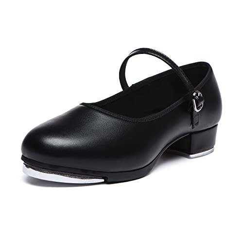 Danzcue Women's Mary Jane Tap Shoe, Ladies Tap Shoes, Black, 4.5M