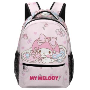 ladycute m-y mel-ody backpack book bag withe side pokect large suitable for men women ​hiking camping picnic