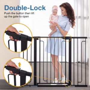 36" Extra Tall Baby Gate for Stairs Doorways, ALVOD 29.93-51.5" Wide Auto Close Wide Baby Gate with 2-Way Door, Wall Pressure Mounted Walk Through Baby Gate for Dogs and Kids