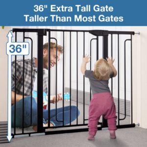 36" Extra Tall Baby Gate for Stairs Doorways, ALVOD 29.93-51.5" Wide Auto Close Wide Baby Gate with 2-Way Door, Wall Pressure Mounted Walk Through Baby Gate for Dogs and Kids