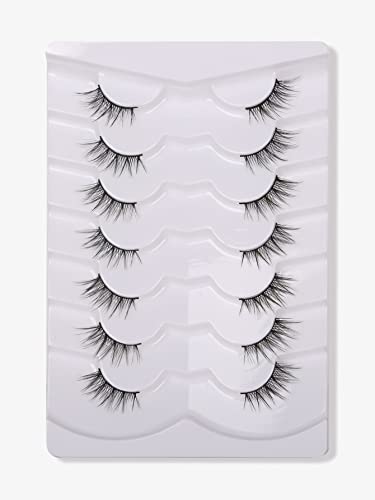 GMAGICTOBO Natural Half Lashes Short False Eyelashes Wispy Lashes Pack Cat Eye 3D Faux Mink Lashes 7 Pairs Multipack