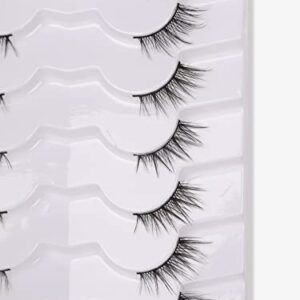 GMAGICTOBO Natural Half Lashes Short False Eyelashes Wispy Lashes Pack Cat Eye 3D Faux Mink Lashes 7 Pairs Multipack