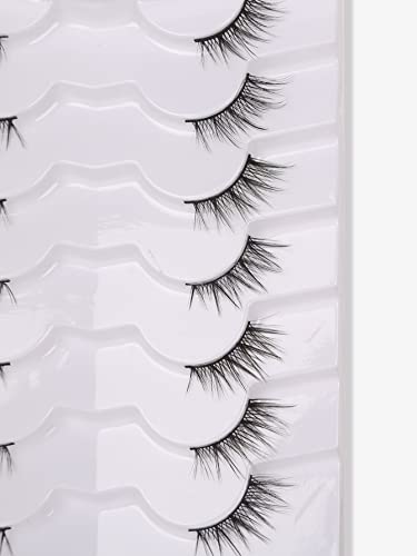 GMAGICTOBO Natural Half Lashes Short False Eyelashes Wispy Lashes Pack Cat Eye 3D Faux Mink Lashes 7 Pairs Multipack