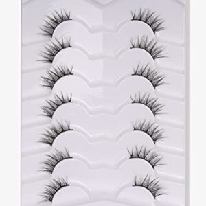 GMAGICTOBO Natural Half Lashes Short False Eyelashes Wispy Lashes Pack Cat Eye 3D Faux Mink Lashes 7 Pairs Multipack