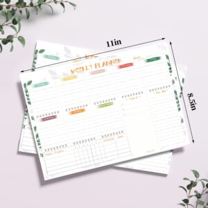 Weekly Planner Notepad - Undated Tear-Off Desk Notepad for To Do List, Notes and Habit Tracker -52 Thick Pages Weekly Calendar for Work Goals Daily Schedule, 8.5 x 11”