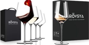 white&red wine glasses set of 4- modern crystal hand blown wine glass-thin rim,long stem,perfect for red or white,daily use,unique wedding anniversary or birthday gift