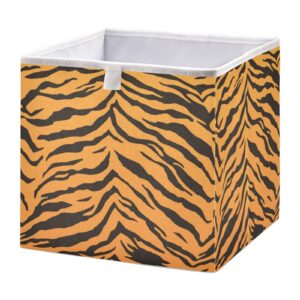 emelivor tiger stripes cube storage bin foldable storage cubes waterproof toy basket for cube organizer bins for kids toys nursery closet shelf book office home - 15.75x10.63x6.96 in