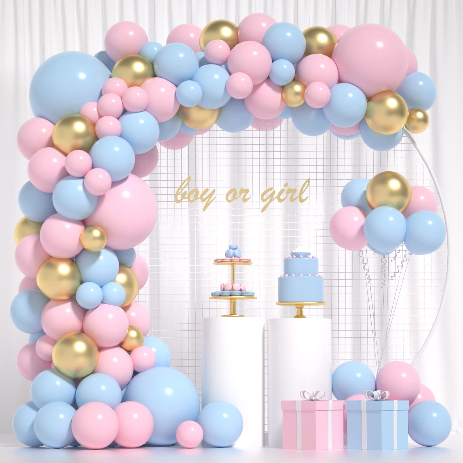 DIY Gender Reveal Balloons Arch Pink And Blue Gender Reveal Balloons Garland Kit With Metallic Gold Balloons Gender Reveal Decorations For He or She Boy or Girl Party Supplies Gender Reveal Balloons