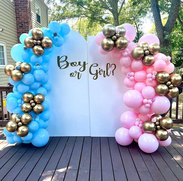 DIY Gender Reveal Balloons Arch Pink And Blue Gender Reveal Balloons Garland Kit With Metallic Gold Balloons Gender Reveal Decorations For He or She Boy or Girl Party Supplies Gender Reveal Balloons