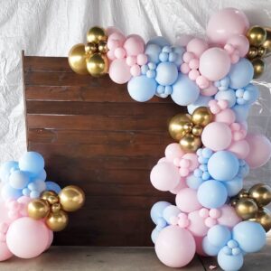 DIY Gender Reveal Balloons Arch Pink And Blue Gender Reveal Balloons Garland Kit With Metallic Gold Balloons Gender Reveal Decorations For He or She Boy or Girl Party Supplies Gender Reveal Balloons