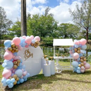 DIY Gender Reveal Balloons Arch Pink And Blue Gender Reveal Balloons Garland Kit With Metallic Gold Balloons Gender Reveal Decorations For He or She Boy or Girl Party Supplies Gender Reveal Balloons